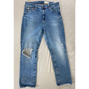 AG AG-ED Denim Mari Crop High-Rise Slim Straight Destroyed Jeans. Women's 32 GUC